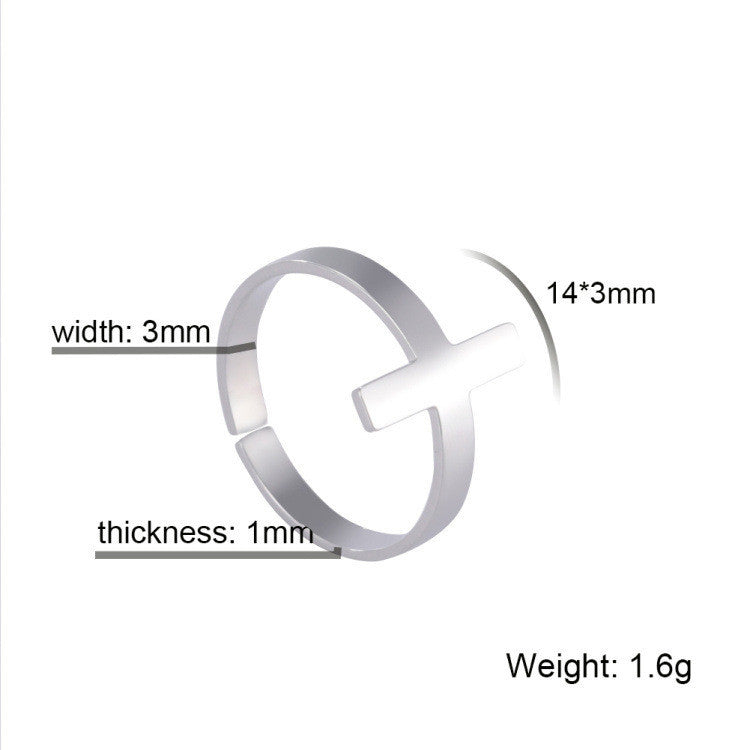 Womens Adjustable Ring Polished Stainless Steel Geometric Open Ring Retro Vertical Stripe Travel Gift For Women