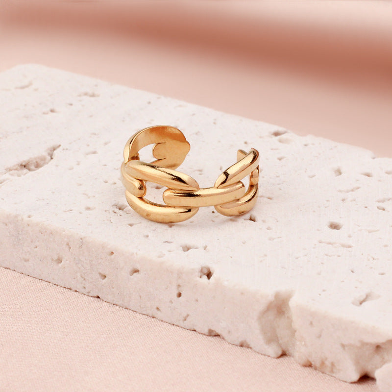 Titanium Steel Adjustable Openwork Ring Vintage Palace Style Geometric Ring For Women Fashion Jewelry Style Edition