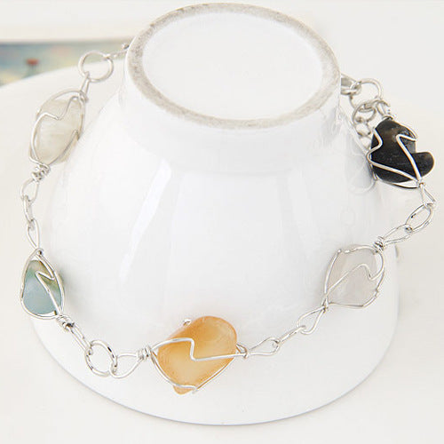 Womens Alloy Bracelet Electroplated Metallic Gravel Design Irregular Shaped Fashion Bangle For Everyday Styles