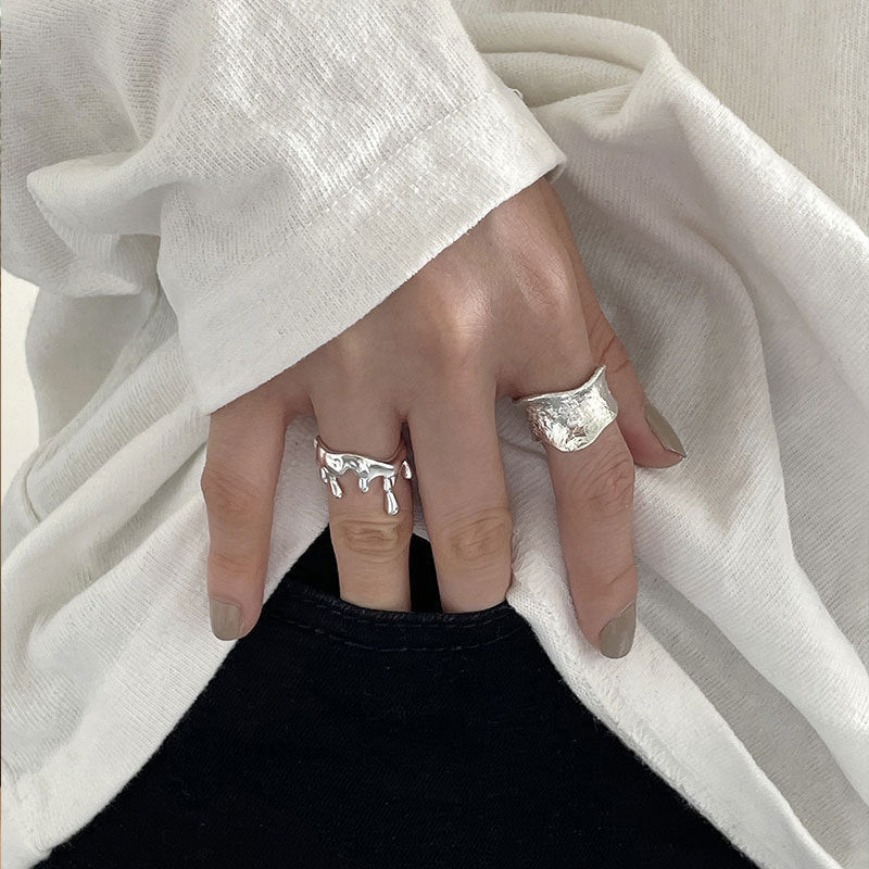 Womens Retro Geometric Water Drop Copper Electroplated Ring Patterned Fashion Jewelry Elegant Gift For Her Now