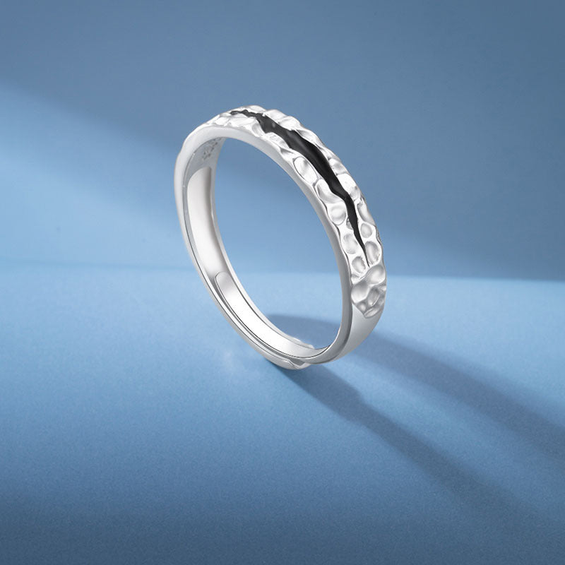 Couple Adjustable Open Rings For Lovers Geometric Copper Rings With Textured Design Epoxy Jewelry Fashion Ring