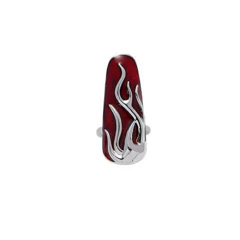 Womens Flame Red Liquid Metal Ring Unique Alloy Fashion Jewelry Modern Abstract Statement Accessory For Modern