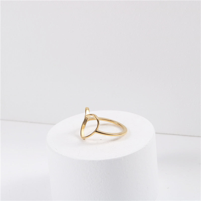 Titanium Steel Ring With 18K Gold Plating Hollow Love Heart Shaped Ring Golden No 6 A459 Golden No 7 A459 Golden No 8