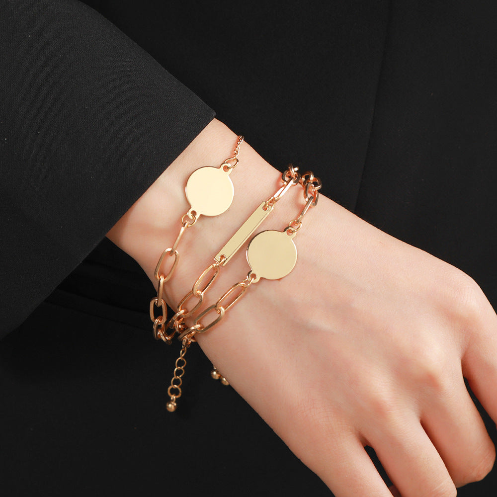 Unisex Alloy Bracelet Set Glossy Round Geometry Design Punk Style for Men and Women Jewelry A trendy accessory