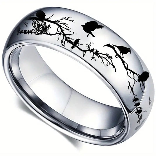 Stainless Steel Star Bird Couple Rings Set Matching Promise Wedding Bands Fashion Jewelry For Him And Her Gift