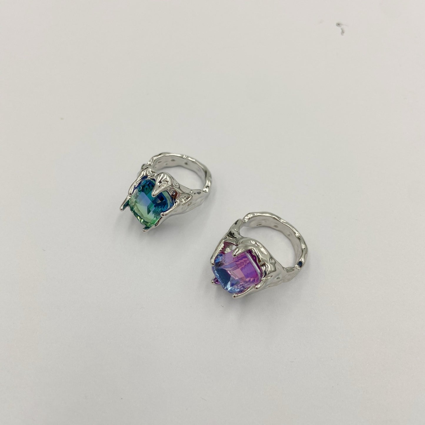 Unisex Retro Rhinestone Ring Metal Copper Plated Zircon Diamonds Irregular Design Pink Purple Blue Green Jewelry