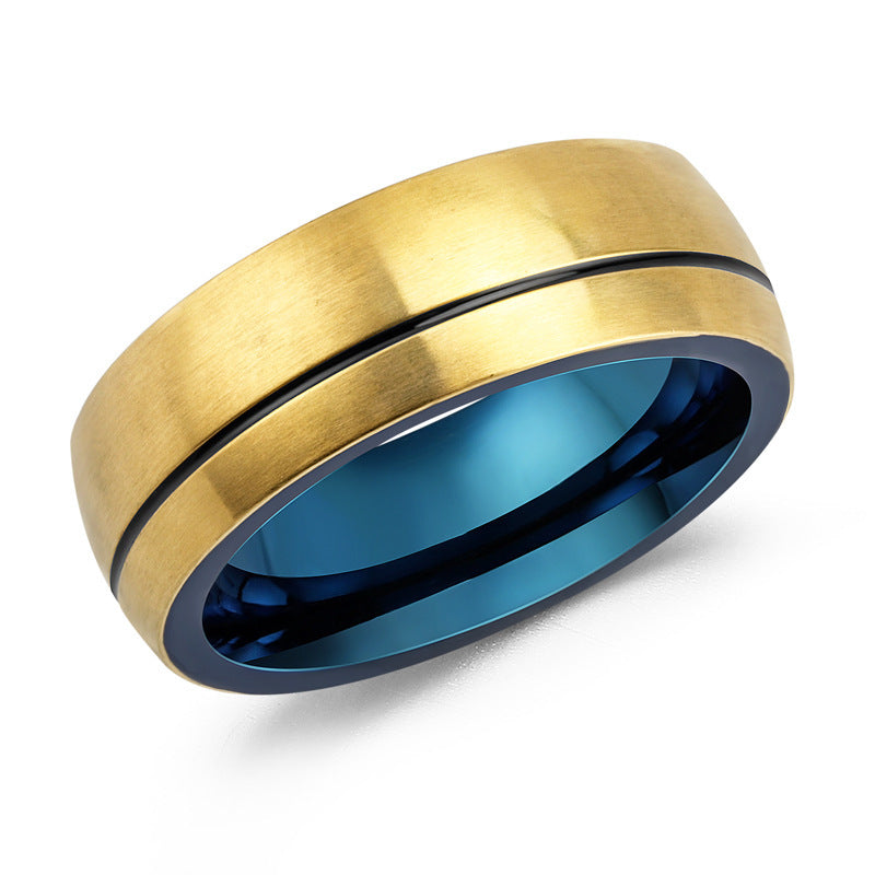 Mens Titanium Steel Ring Stainless Steel Jewelry Black Black Gold Blue Gold Finish Ring Sizes 8 9 10 11Fashion