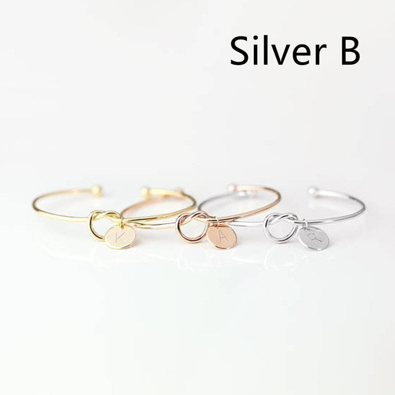 Womens Alloy Letter Bracelet Dead Knot Bangle Jewelry Gold
