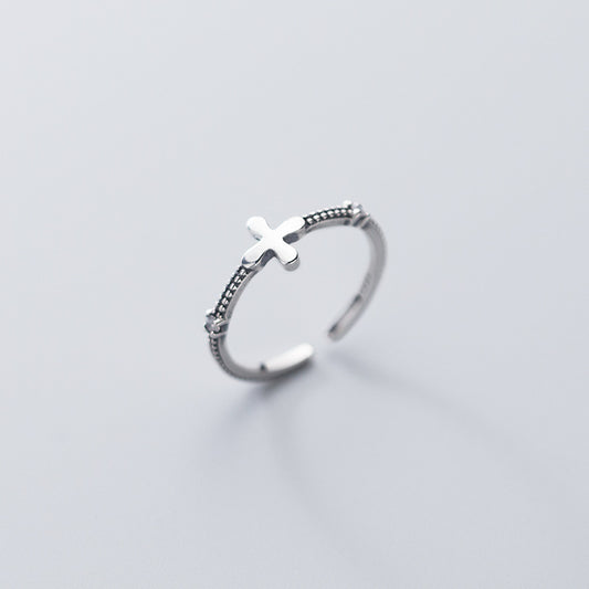 Silver Cross Diamond Index Finger Ring Baroque Inspired Design For Wedding And Engagement For Women Lovers Lux