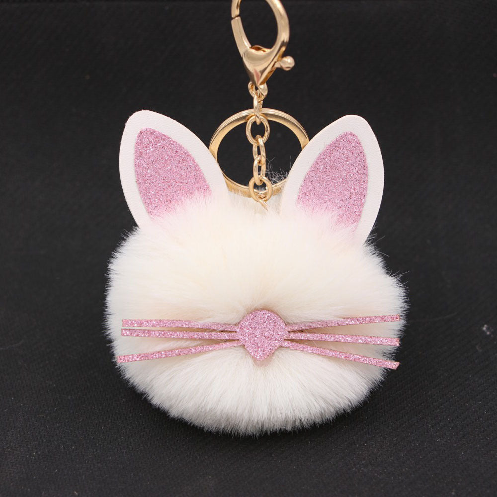 Plush Kitten Keychain Cute Cat Pendant Alloy Key Ring Women Adorable Bag Charm Accessory Trendy Gift Ideas Cat