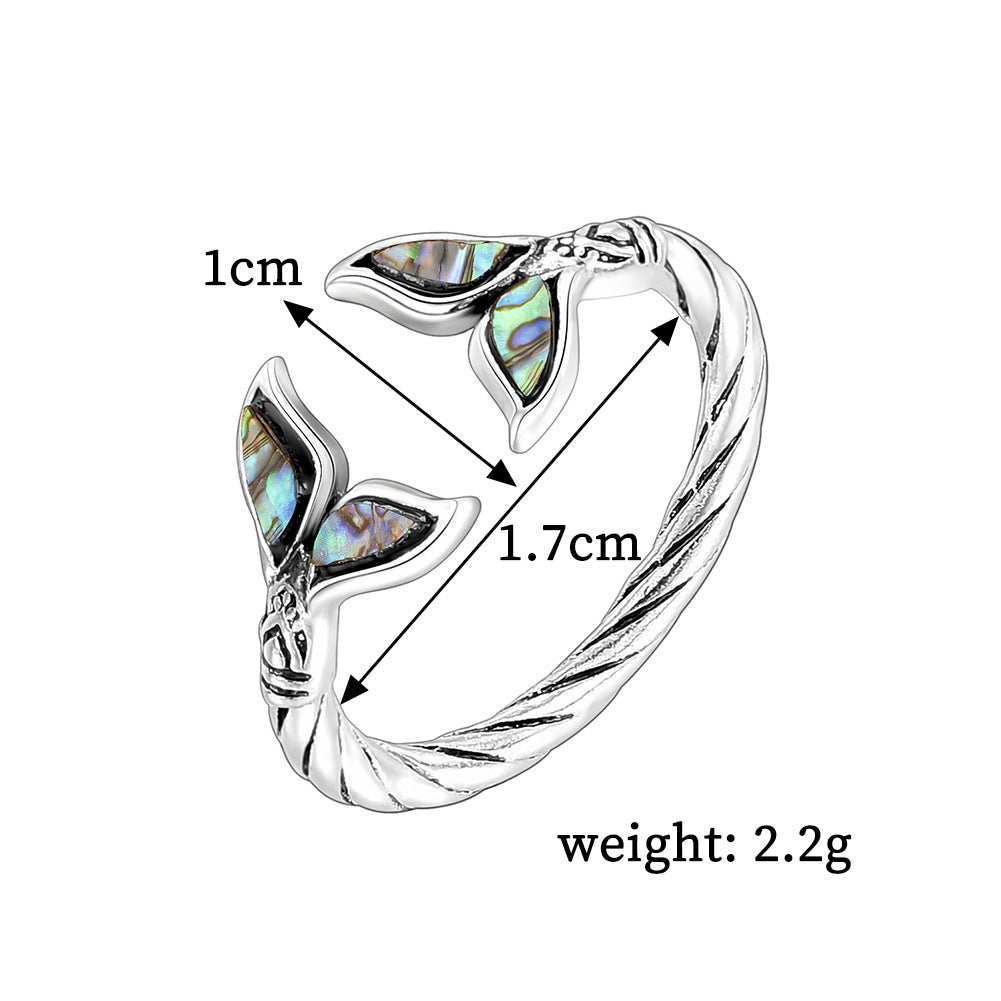 Women's Mermaid Tail Alloy Adjustable Open Ring Fashion Jewelry Statement Finger Ring Unique Design Gift For Women
