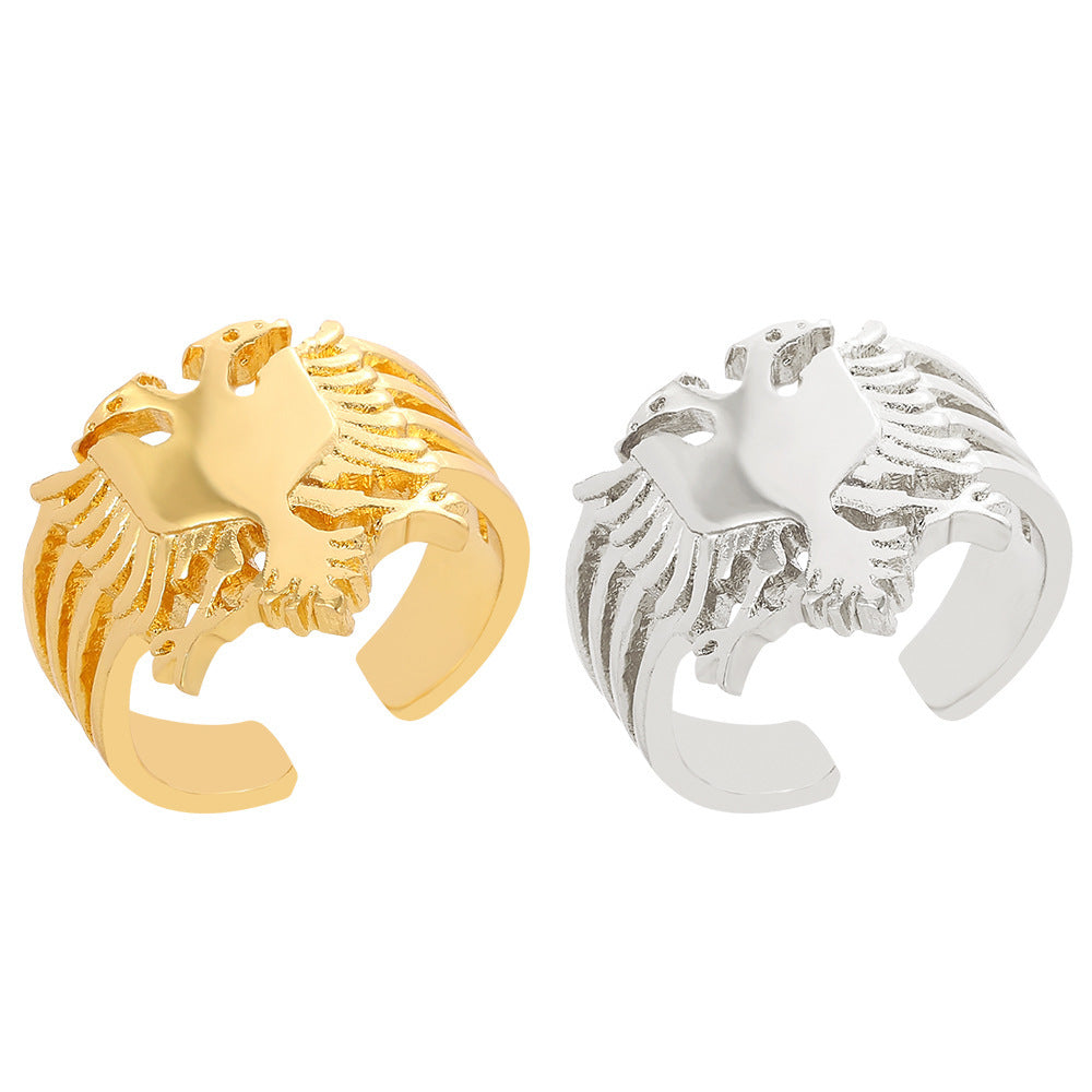 Mens Eagle Ring Fashion Geometric Ring Electroplated Finish High Quality Design Statement Ring For Men Fashion