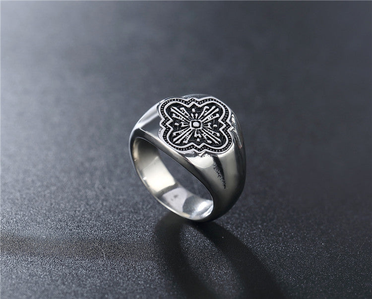 Men's Titanium Steel Ring with Vintage Cross Punk Personality Design Fashionable Europe and America Ring Retro Ring for Men and Women Party Jewelry