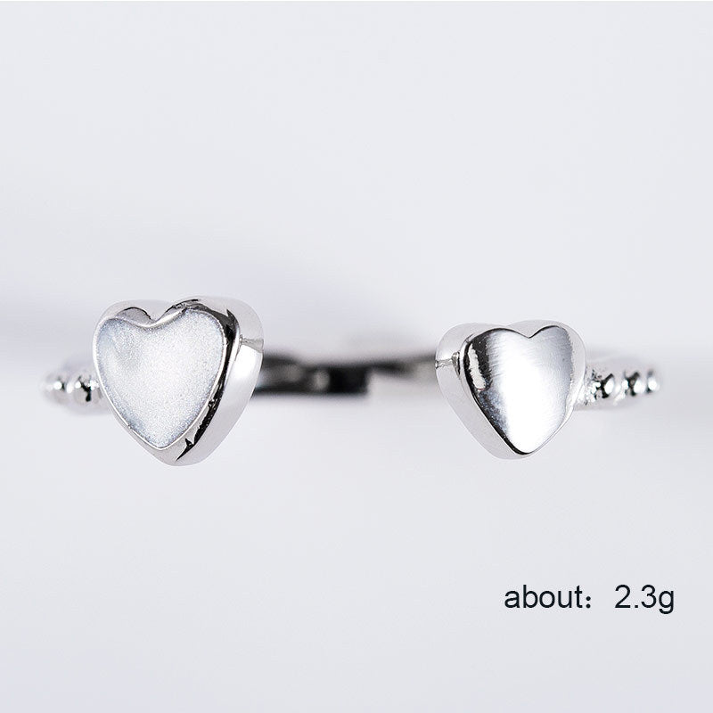 Womens Adjustable Heart Ring Gold Plated Copper With Artificial Gem Inlay HeartShaped Ring For Women And Girls