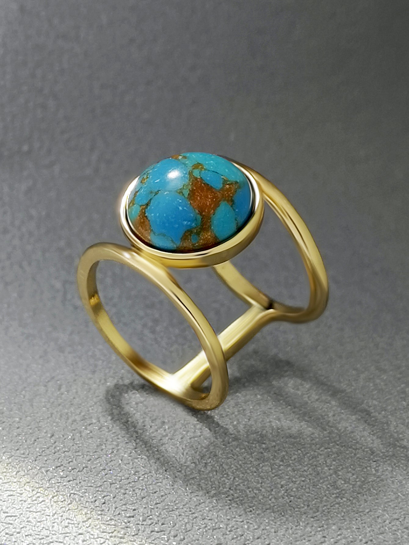 Womens Geometric Metal Alloy Ring Turquoise Inlay Unique Design For Everyday Wear And Special Occasions Simple
