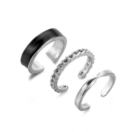 Womens Alloy Heart Ring Set Retro Letter Heart Shaped Rings Electroplated Duo Ring For Women Elegant Gift Idea