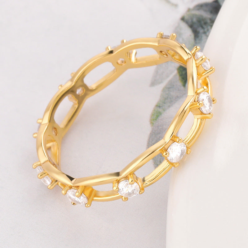 Unisex Snake Ring Gold Plated Copper Ring Zircon Inlaid Geometry Design Jewelry European American Jewels Style