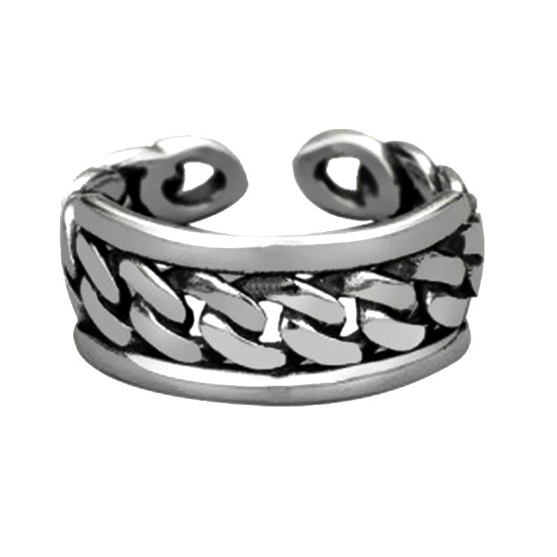 Vintage Copper Chain Ring Electroplated Silver Retro Punk Multi Layer Ring Band for Women Fashion Jewelry Ring