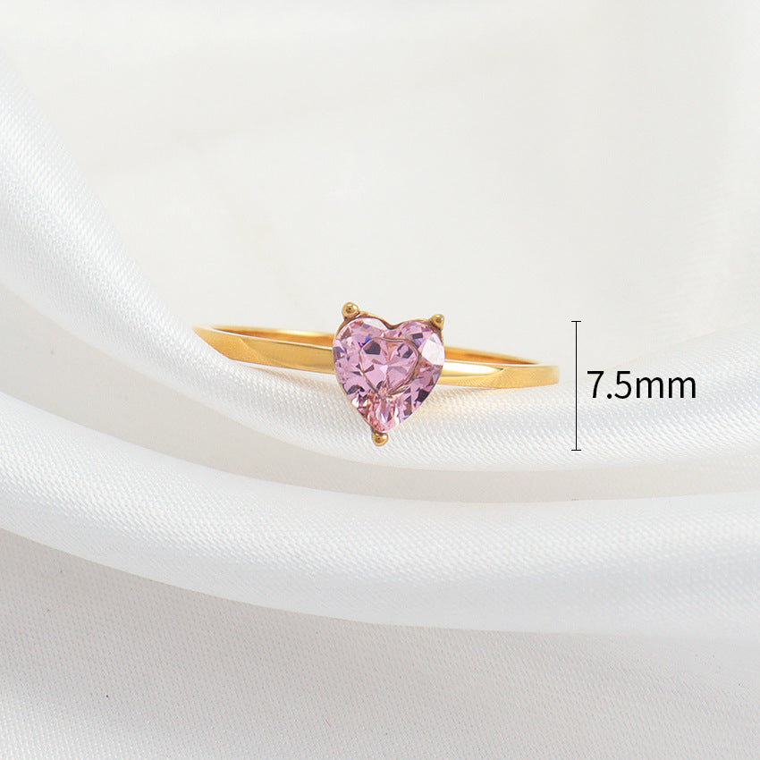 Heart Ring For Women With Zircon Stone Gold Stainless Steel Geometric Ring Fantasy Jewelry Gift For Her Promise Ring