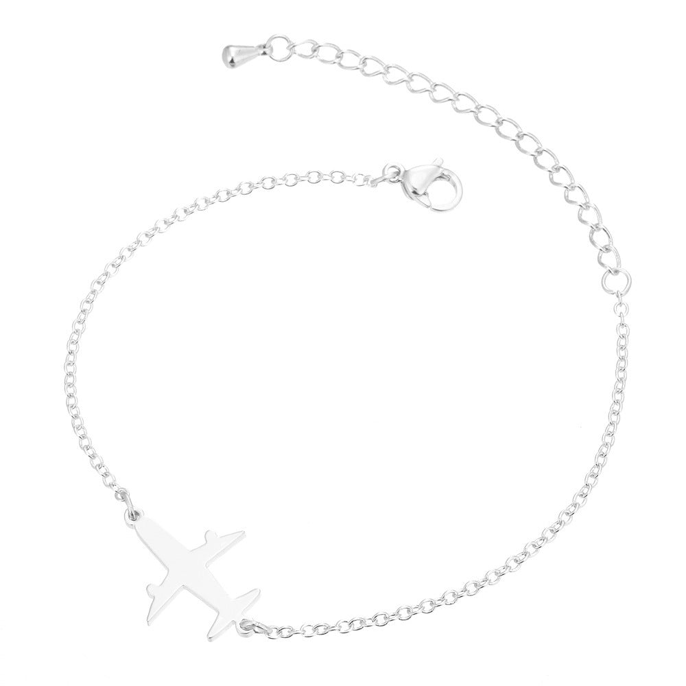 Womens Airplane Bracelet Stainless Steel Aircraft Jewelry
