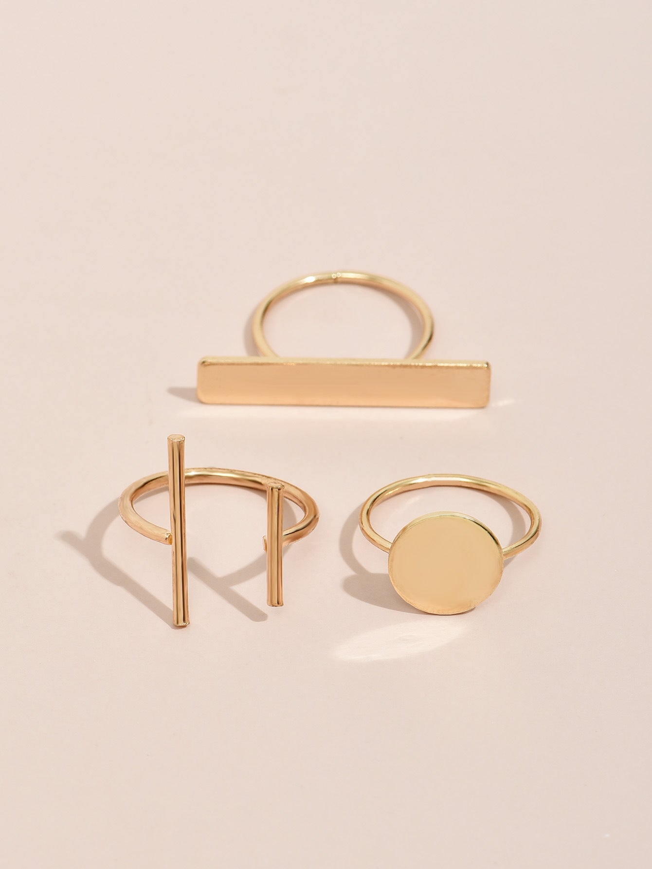 Women Alloy Ring Set Three Piece Golden Band Rings European Style Fashion Jewelry For Women Girls Party Favors