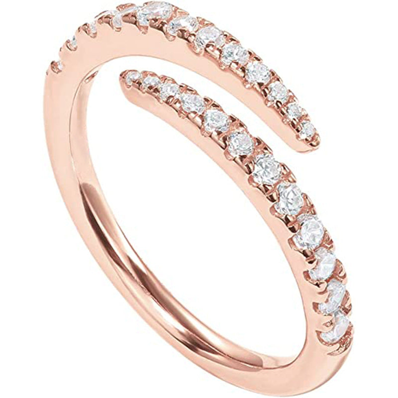 Shiny Temperament Womens Twisted Ring With Fully Jewelled Design And Elegant Shine Titanium Steel Lasting Shine