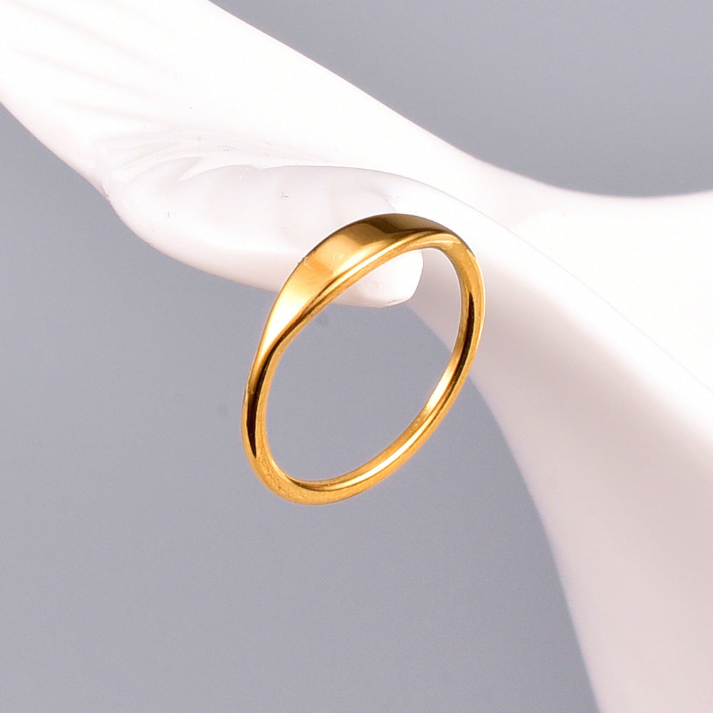 Womens Fashion Thin Curved Joint Index Finger Ring Titanium Steel 18K Gold Plating Heart Shaped European Style