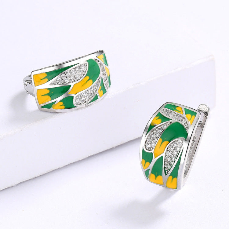 Elegant Brass Gold Plated Gemstone Stud Earrings For Her