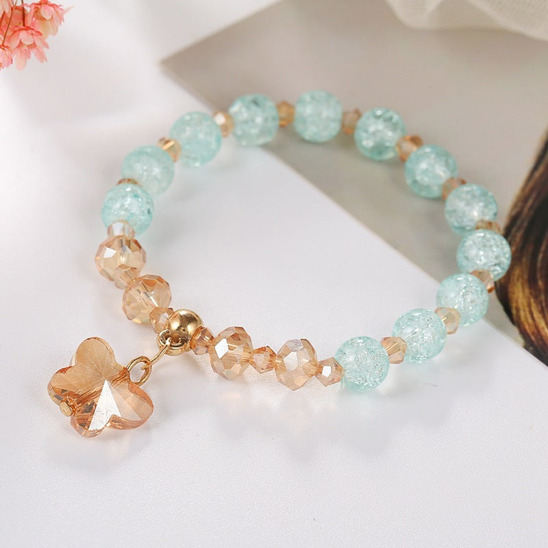 Girls Cute Bracelet With Plant Flower Plus Crystal Design Korean Beads Adjustable Childrens Bracelet 14cm 20cm