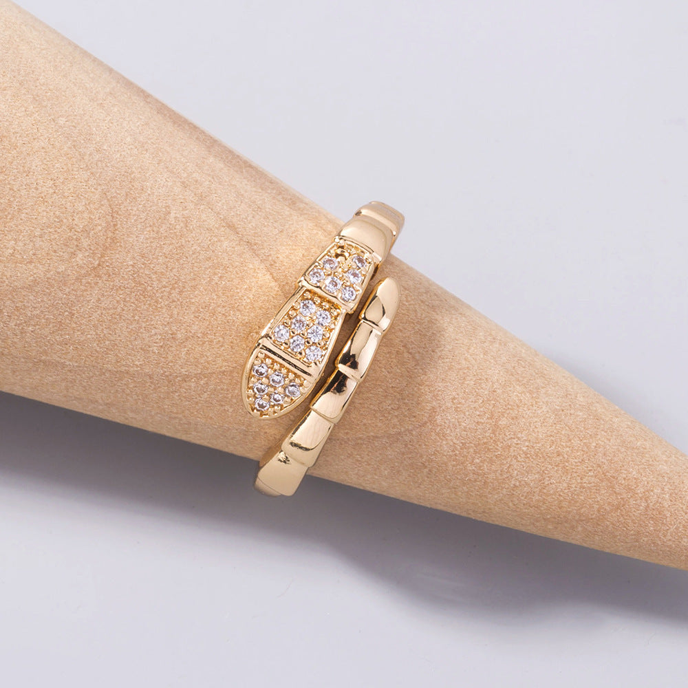 Geometric Rattlesnake Ring Copper Zircon Statement Ring Luxury High End Fashion Jewelry For Women And Men Ring