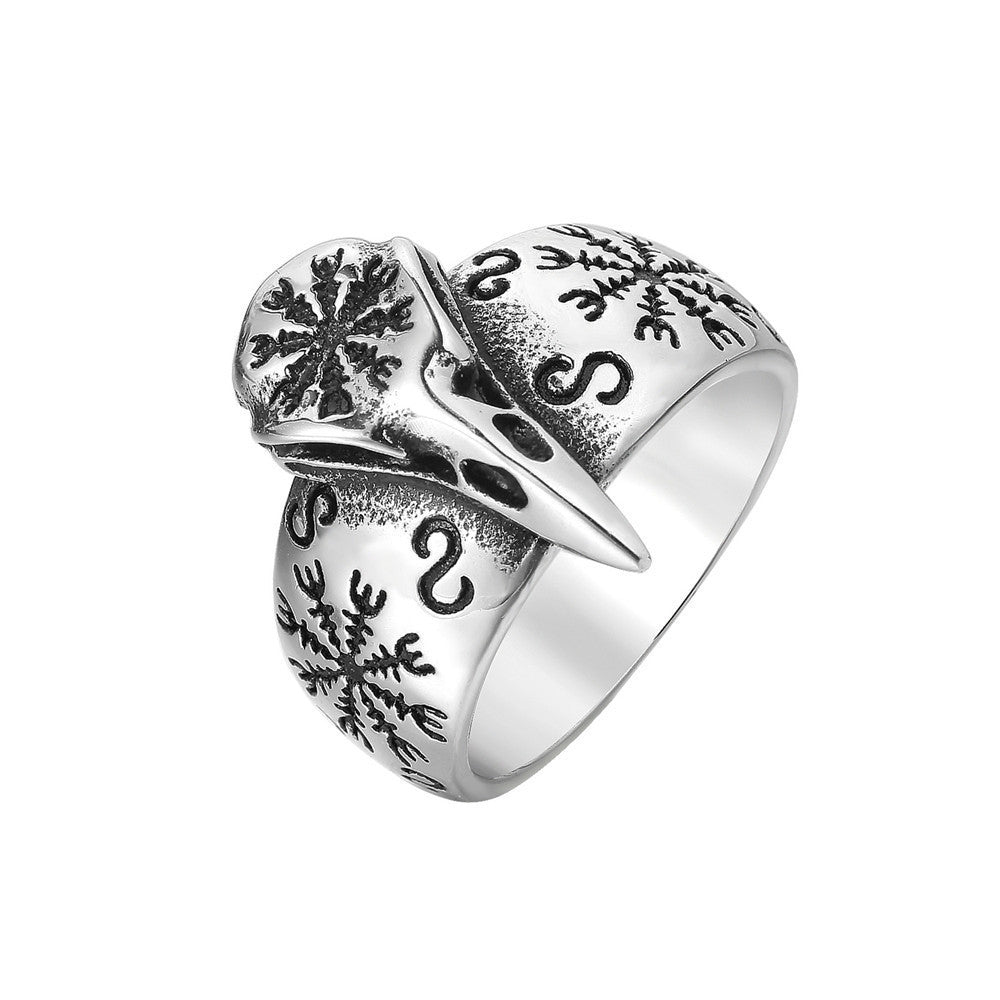 Viking Eagle Ring Personalized Vintage Titanium Steel Ring Stainless Steel Band Norse Jewelry Black Gold Steel