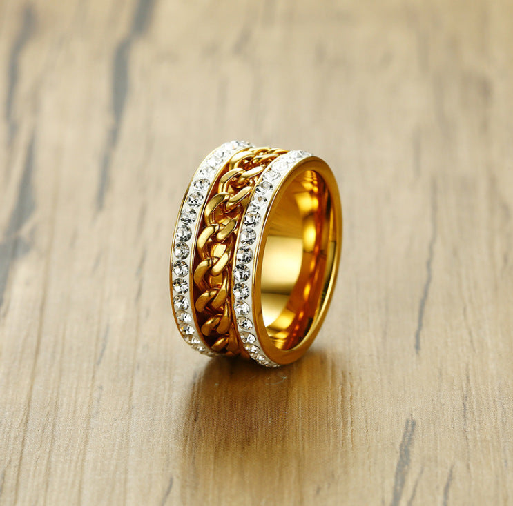 Personalized Unisex Geometric Titanium Steel Ring Rose Gold