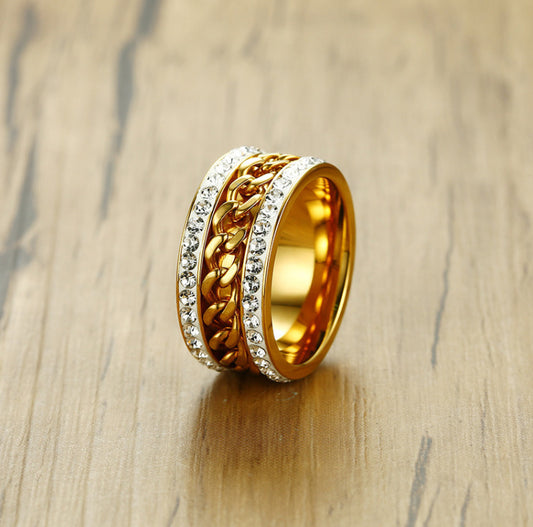 Personalized Unisex Geometric Titanium Steel Ring Rose Gold