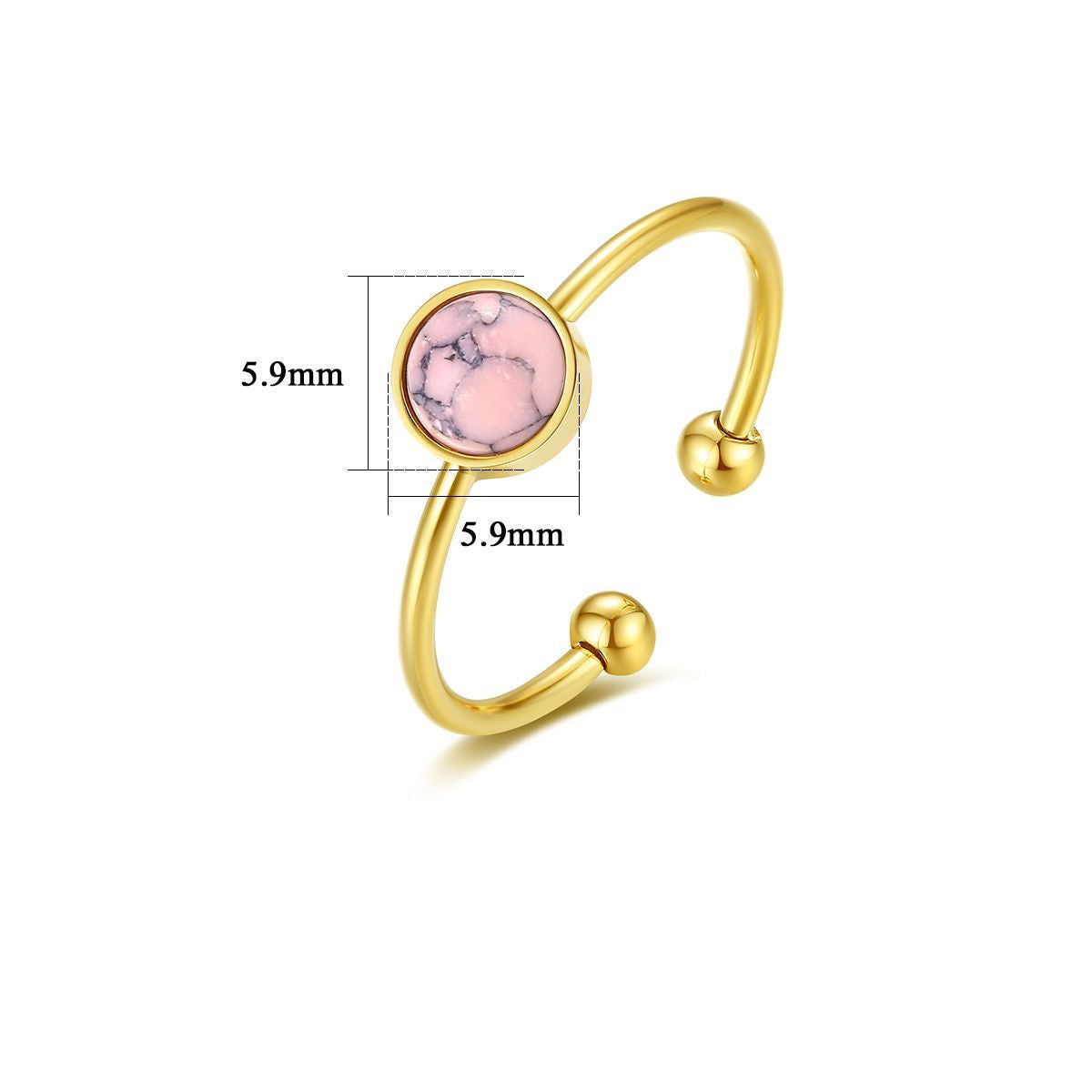 Womens Adjustable Stainless Steel Ring Round Geometric Turquoise Jewelry Simple Creative Design Ring Trendy For Women