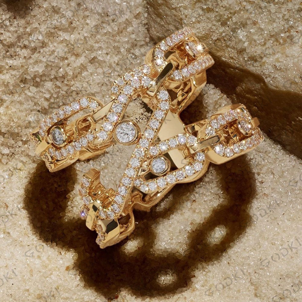 Womens Adjustable Copper Ring With Zircon Geometric Inlaid Design Fashion Gold Plated Ring Artificial Gemstone