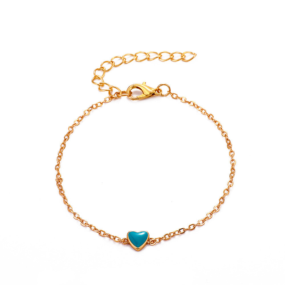 Womens Heart Bracelet Electroplated Copper Peach Heart Charm Trendy Bracelet Gift For Her Valentine Day Present