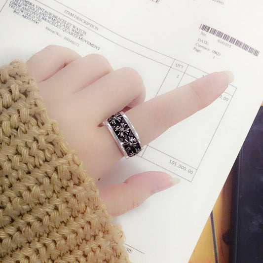 Womens Adjustable Rhombus Ring Retro Fashion Jewelry Korean Vintage Hip Hop Geometric Copper Ring Elegant Look