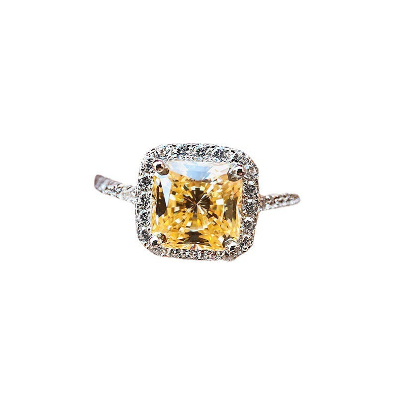 Women S925 Sterling Silver Diamond Ring Geometric Electroplated Fashion Jewelry For Engagement Gift Daily Wear