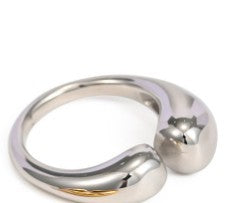 Womens Stainless Steel WaterDrop Ring Adjustable Opening Jewelry Silver Tone Gold Accent Modern Everyday Wear