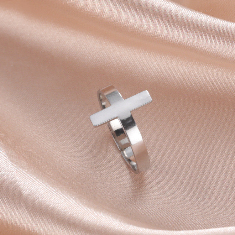 Womens Adjustable Ring Polished Stainless Steel Geometric Open Ring Retro Vertical Stripe Travel Gift For Women