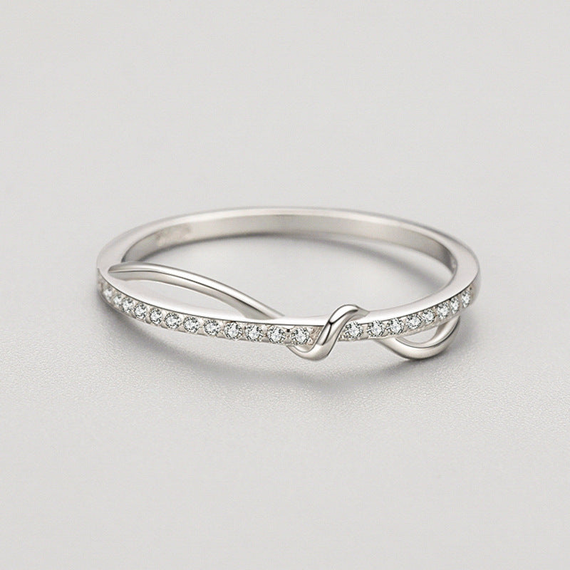 Geometric Index Finger Ring S925 Silver Band With Gold Plated Inlaid Gemstones And Diamonds With Sparkling Gem