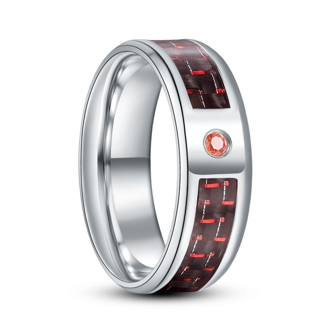 Titanium Steel Veneer Carbon Fiber Ring Diamond Color Inlays Size 7 8 9 10 11 12 Colorful Diamond Variants Now