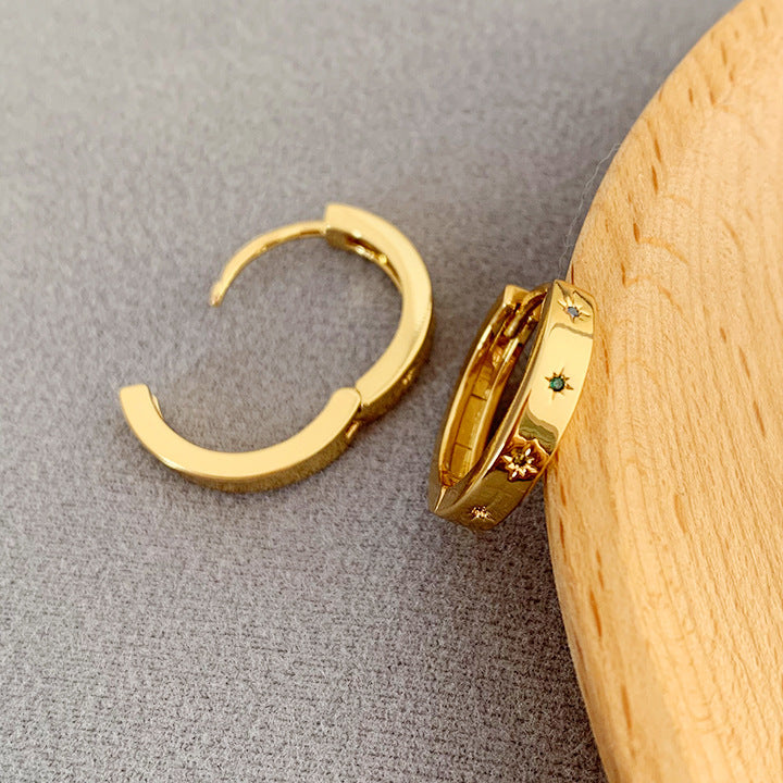 Womens Five Pointed Star Earrings Sweet Ear Jewelry Cool Ear Bone Ring High Sense Copper Earrings Fashion OL Earrings Pair of Earrings Gold Platinum