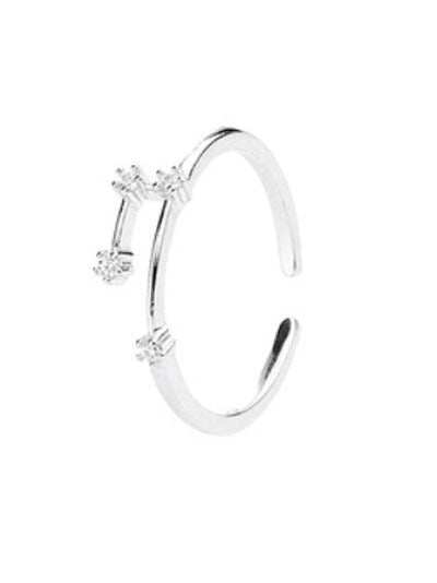 Womens Adjustable Zodiac Sign Ring Copper With White Gold Inlay Gemstone Diamond Ring For Women Girls Sparkles