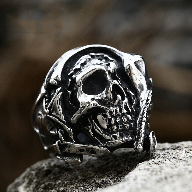 Titanium Steel Skull Ring For Men Women Retro Gothic Biker Fashion Accessory Skull Design Ring For Everyday Wear