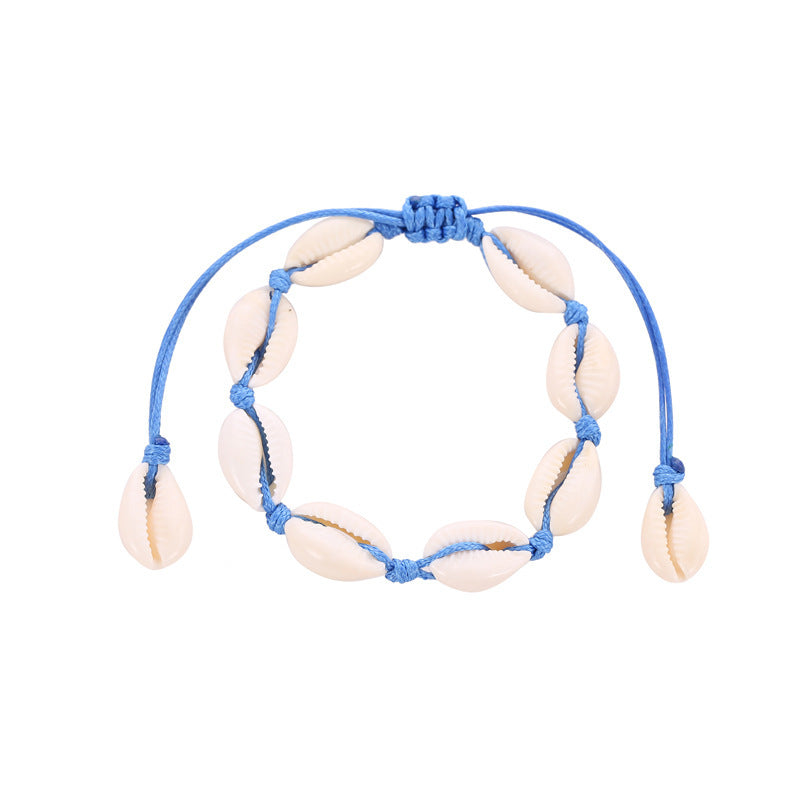 Womens Knotted Anklet Bracelet Natural Shell Braided Jewelry Beach Anklet Handmade European American Fashioned