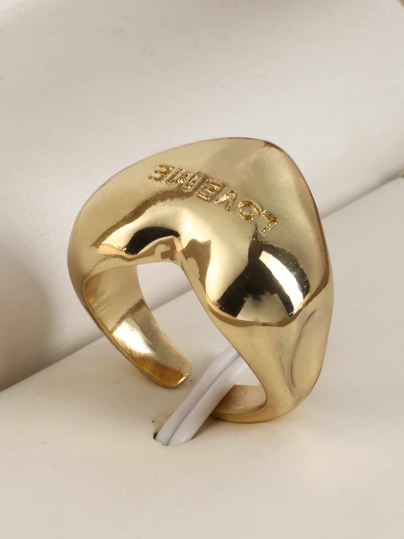 Women Adjustable Heart Ring Design Minimalist Gold Alloy