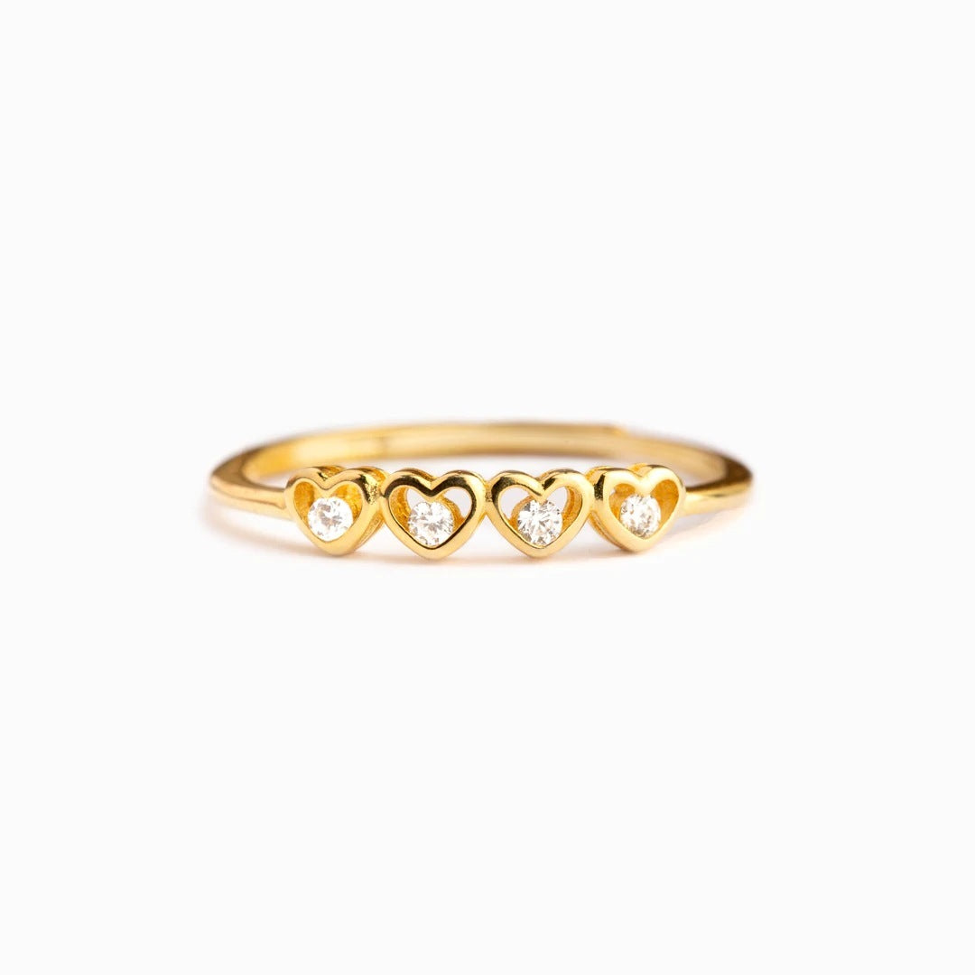 Sterling Silver Love Ring S925 With Zircon Gemstones Electroplated Anniversary Ring For Women Gold Elegant Design