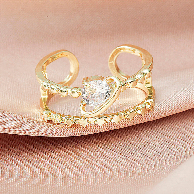 Copper Ring Adjustable Hollow Geometric European Design Index Finger Ring Simple Band Fashion For Everyday Use