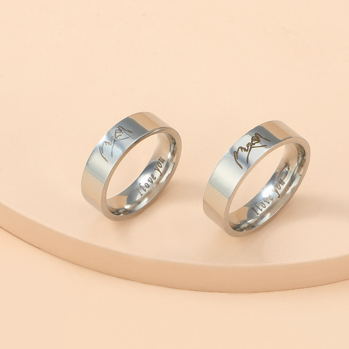 Stainless Steel I Love You Letter Rings Fashion Jewelry For Women And Men Silver Or Black Casual Wear Everyday